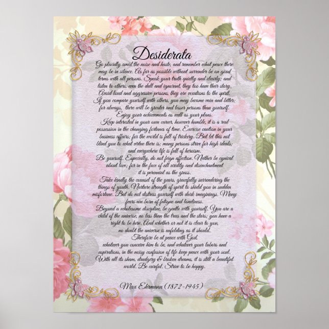 Desiderata, prose floral "wünschte Sachen" von Max Poster (Vorne)