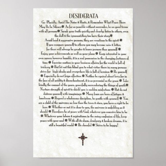 DESIDERATA Red Cross Poster (Vorne)