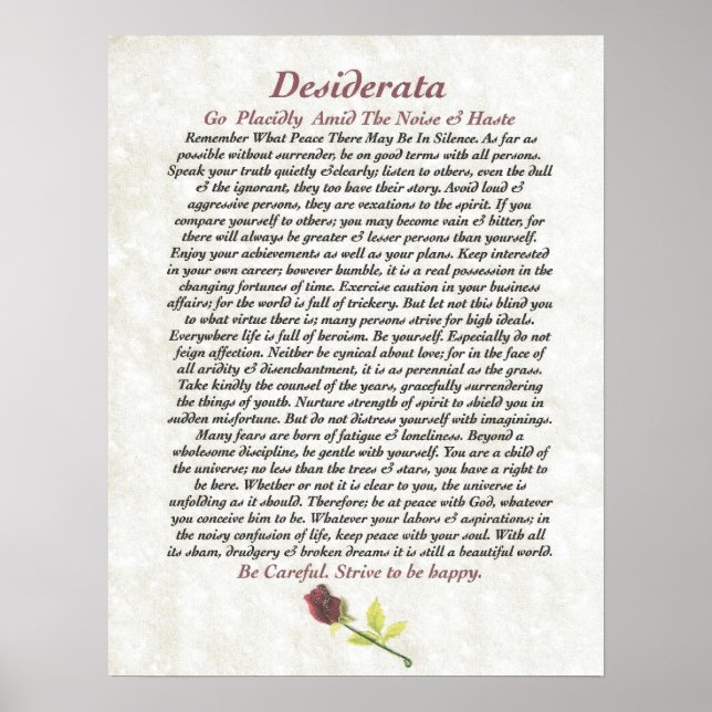 DESIDERATA Red Rosie Poster (Vorne)