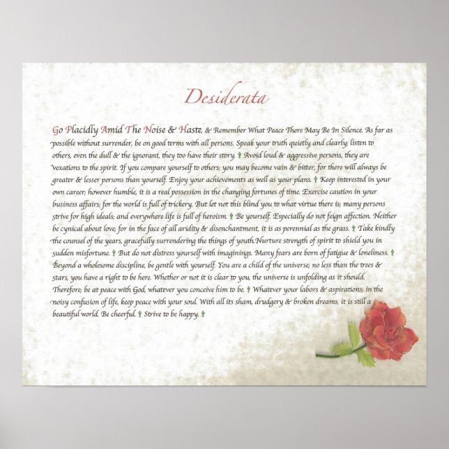 DESIDERATA-Rote Rose Poster (Vorne)