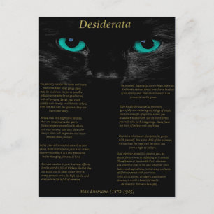 Desiderata schwarze Katze mit ihren türkisfarbenen Postkarte