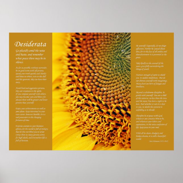 Desiderata - Sonnenblumensaat Poster (Vorne)
