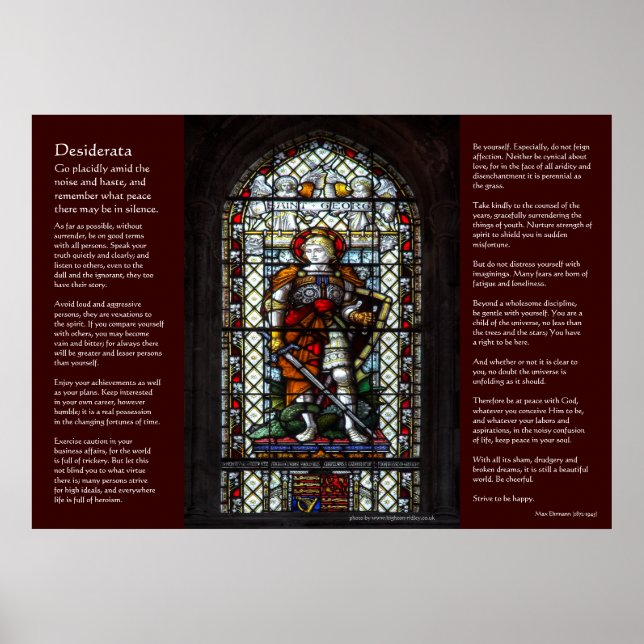 Desiderata - St George Buntglasfenster Poster (Vorne)