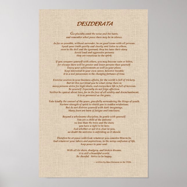 Desiderata Straw Poster (Vorne)