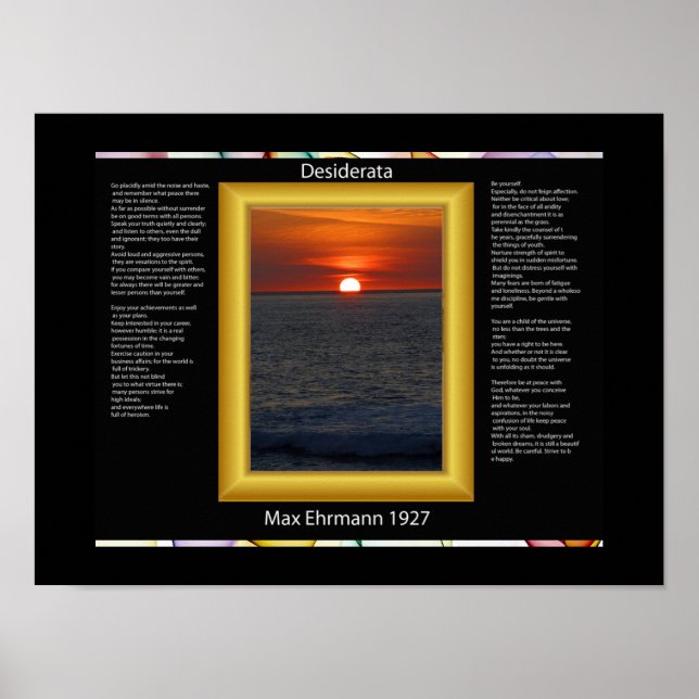 DESIDERATA Sun Setting Posters Poster (Vorne)