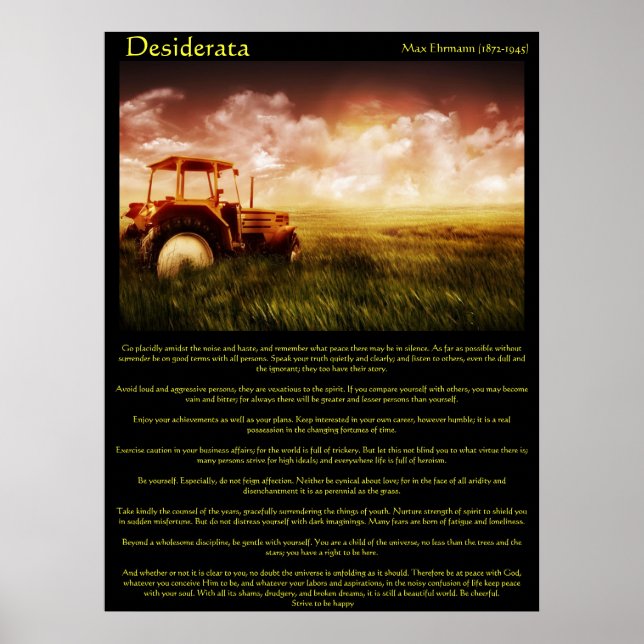 Desiderata Tractor in einem Weizenfeld Poster (Vorne)