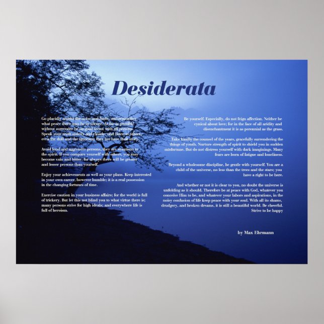 Desiderata Tree by Lake Poster (Vorne)