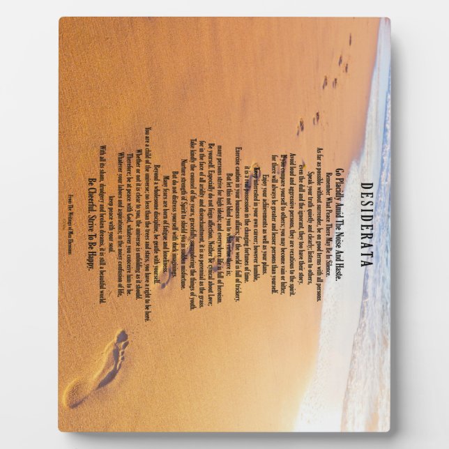 Desiderata über Fußabdrücke in Sand Fotoplatte (Vorderseite)