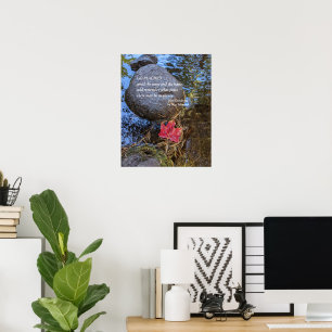 Desiderata-Verse mit gefallenem Blatt auf Wasser Poster