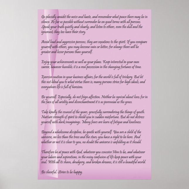 Desiderata von Max Ehrmann-Poster Poster (Vorne)