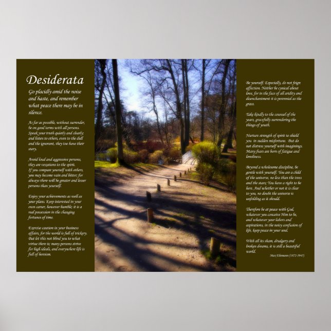 Desiderata - Waldbrücken-Pfad Poster (Vorne)