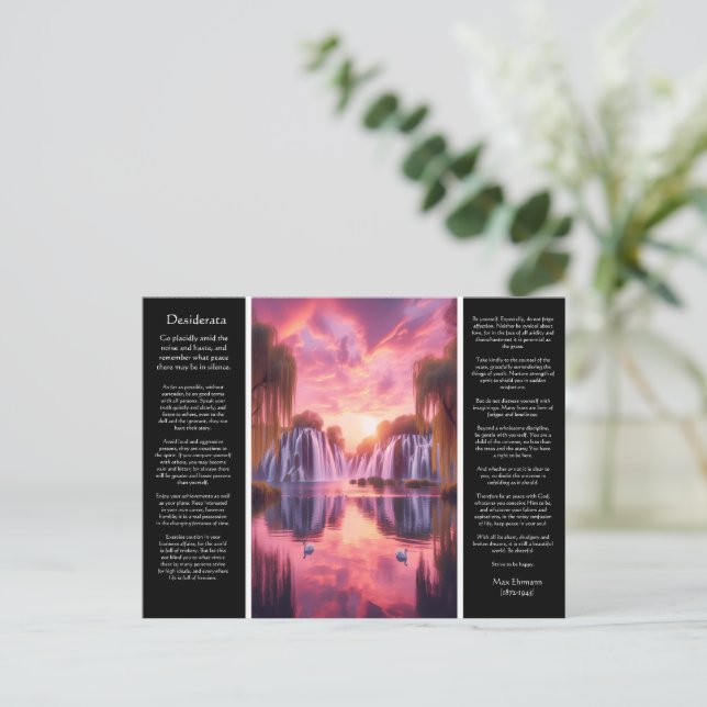 Desiderata Wasserfall: Dreamy Willows, Sunset's Postkarte (Stehend Vorderseite)