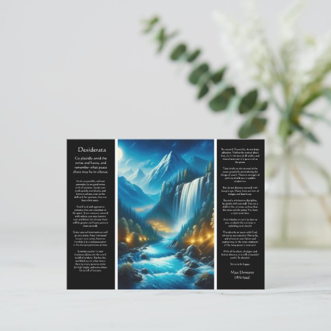 Desiderata Waterfall Calm Postkarte (Stehend Vorderseite)