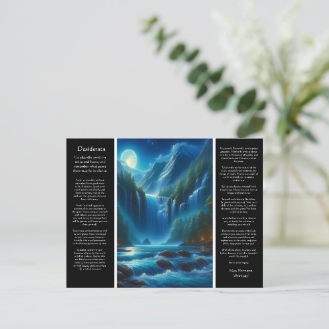 Desiderata Waterfall Wisdom Postkarte (Stehend Vorderseite)