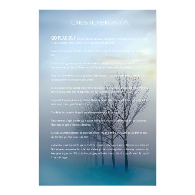 DESIDERATA Winterbaumen Fotodruck (Vorne)