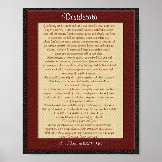 Desiderata "Wunschteile" Leder-Look Poster (Vorne)