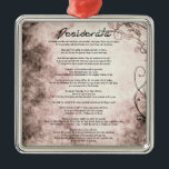 Desiderata zu Vintagen Imitaten Silbernes Ornament<br><div class="desc">Desiderata "Desired Things" Ein schönes Stück Prosa Gedicht des amerikanischen Schriftstellers Max Ehrmann (1872-1945). Eine Lebensphilosophie auf dem Vintagen Blumenmuster. Ich würde ein wunderbares Geschenk für fast jeden Anlass machen. Man kann die berühmten Wörter leicht zu Herzen behalten haben, wenn man sie sieht. Der Empfänger wird sich an Ihre Gedanken...</div>
