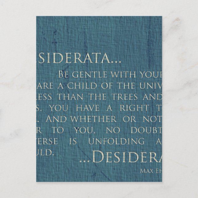 Desiderata zur Leinwand Postkarte (Vorderseite)