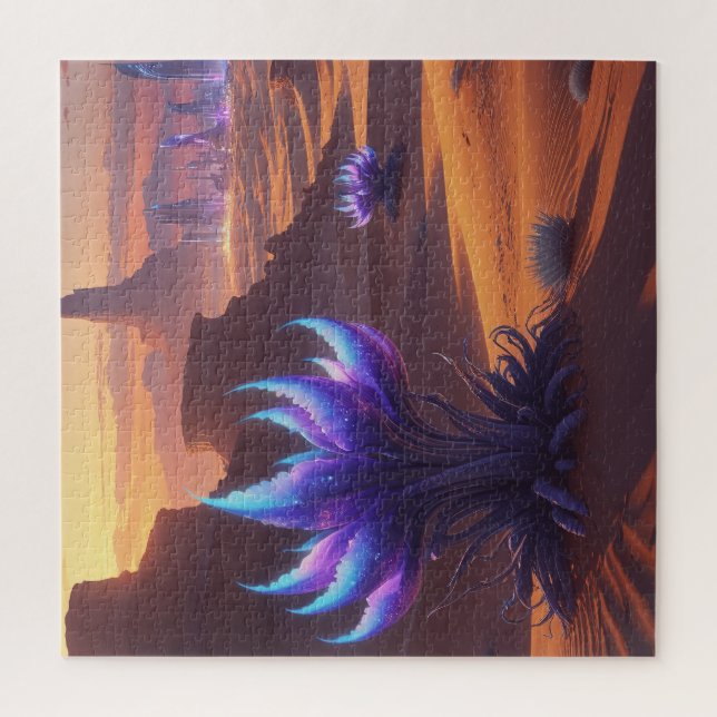 Desierto místico con ciudad futurista puzzle (Vertikal)