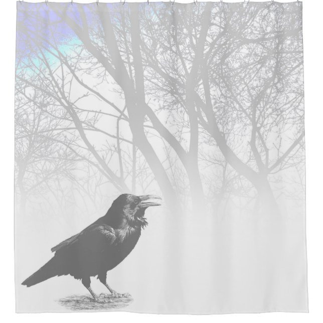 Design 12 Crow Raven Duschvorhang (Vorderseite)