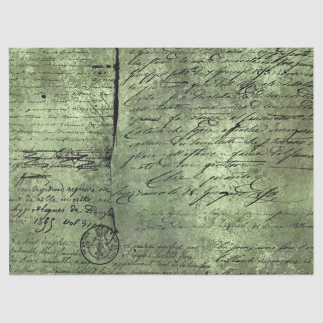 Design 2 der grüne Papierreihe Ephemera Seidenpapier (Vorderseite)