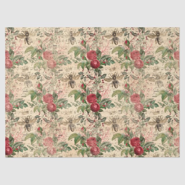 Design-2-Tissue Paper der Vintagen Honigbienenreih Seidenpapier (Vorderseite)