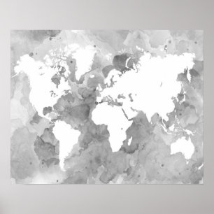 Design 49 Graue Weltkarte Poster