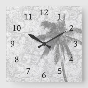 Design 67 palm tree quadratische wanduhr