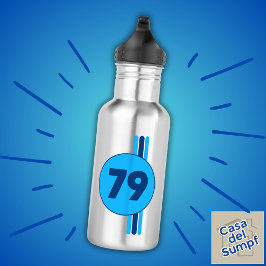Design 79 in blau mit Streifen Edelstahlflasche