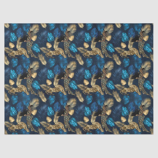 Design 8-Papiertücher der Blue Leopard Serie Seidenpapier (Vorderseite)