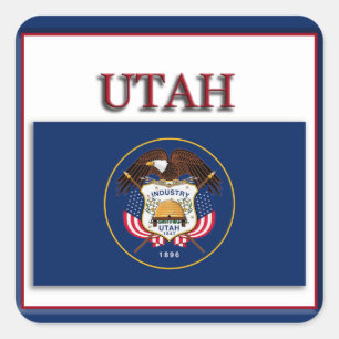Design-Aufkleber für das Utah-State-Flag Quadratischer Aufkleber