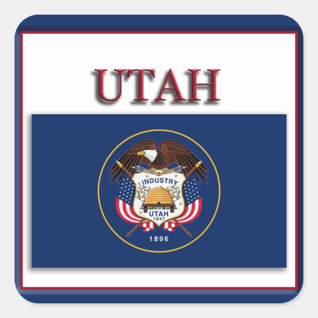 Design-Aufkleber für das Utah-State-Flag Quadratischer Aufkleber (Vorderseite)