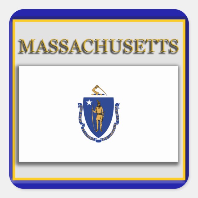 Design-Aufkleber für Massachusetts State Flag Quadratischer Aufkleber (Vorderseite)