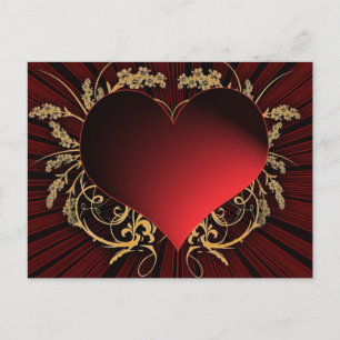 Design aus rotem und goldenem Herzen Postkarte
