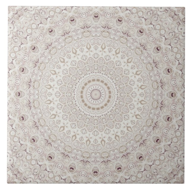 Design Beige und Taupe Mandala Fliese (Vorderseite)