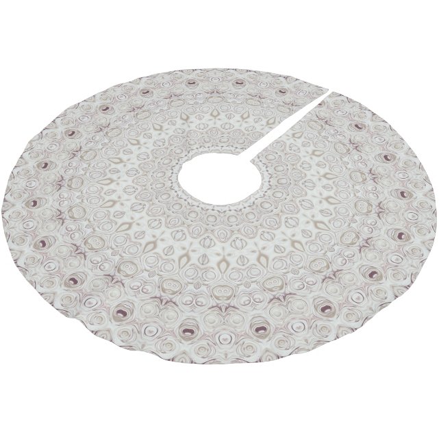 Design Beige und Taupe Mandala Polyester Weihnachtsbaumdecke (Schrägansicht)
