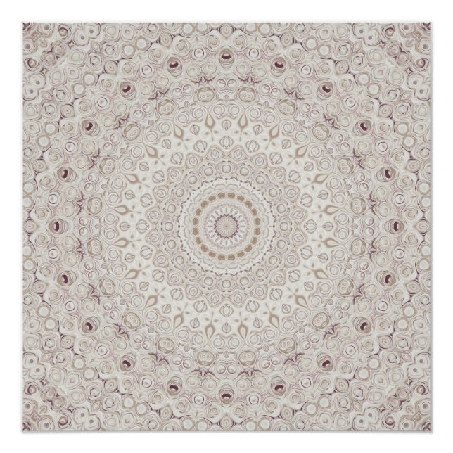 Design Beige und Taupe Mandala Poster (Vorderseite)