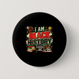 Design Bin Schwarz Geschichte Kultur Stolz Button