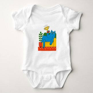 Design - Blue Cat Trophy Lounger - T-Shirt Baby Strampler