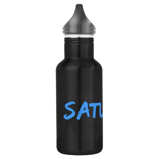 Design-Buchstaben "Samstag" in Sky Blue Edelstahlflasche (Links)