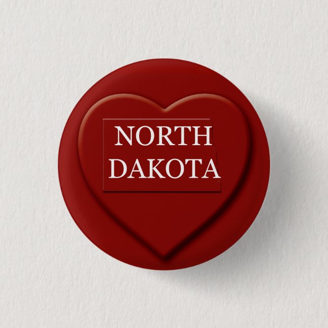 Design-Button für Nord-Dakota-Herzkarte Button (Vorderseite)