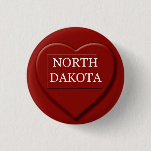 Design-Button für Nord-Dakota-Herzkarte Button
