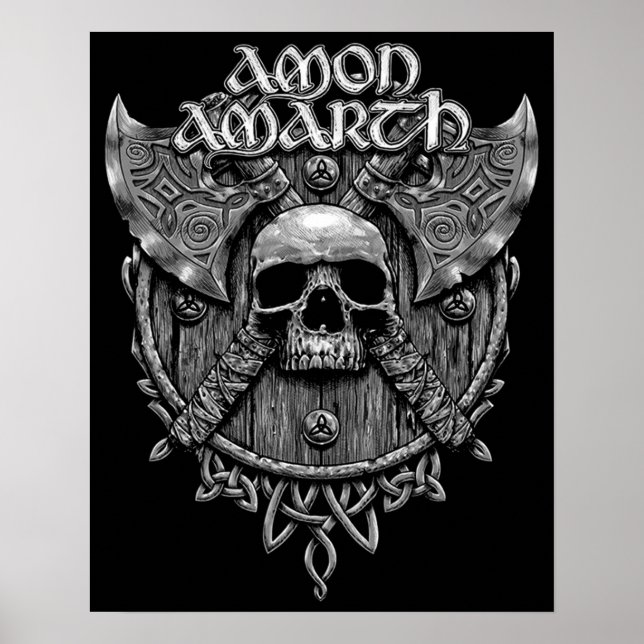 Design Cool von Amon Amarth Band Rock Gray Skull' Poster (Vorne)
