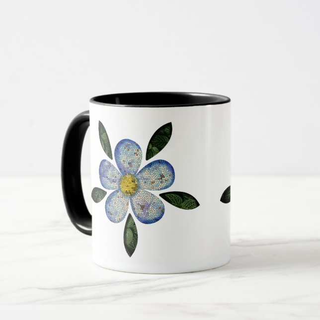 Design de Flor Pixelada com Folhas Esverdeadas Tasse (Vorderseite Links)