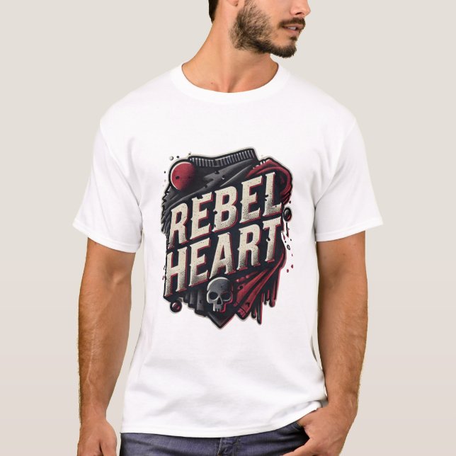 Design der 3D-Logos von Rebel Heart - Grunge Distr T-Shirt (Vorderseite)