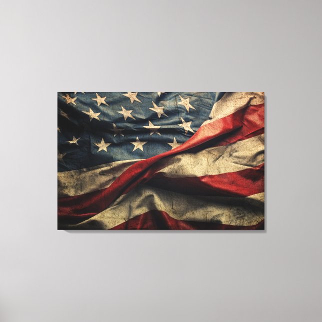 Design der amerikanischen Flag Waving Fabric Leinwanddruck (Vorderseite)