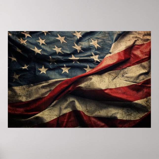 Design der amerikanischen Flag Waving Fabric Poster (Vorne)