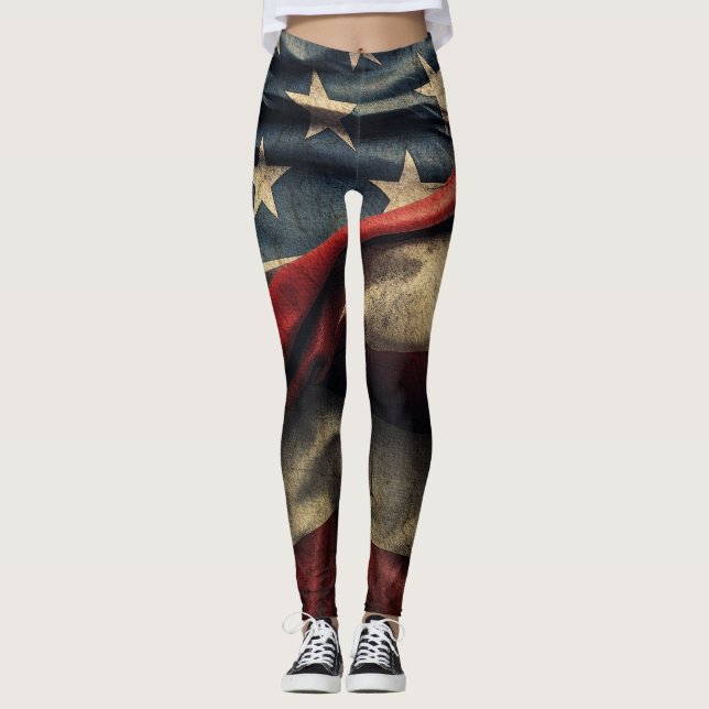 Design der amerikanischen Flagge Leggings (Vorderseite)