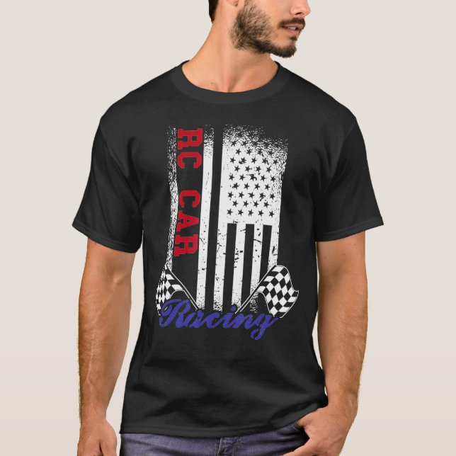 Design der amerikanischen Flagge RC Racing Race Fl T-Shirt (Vorderseite)