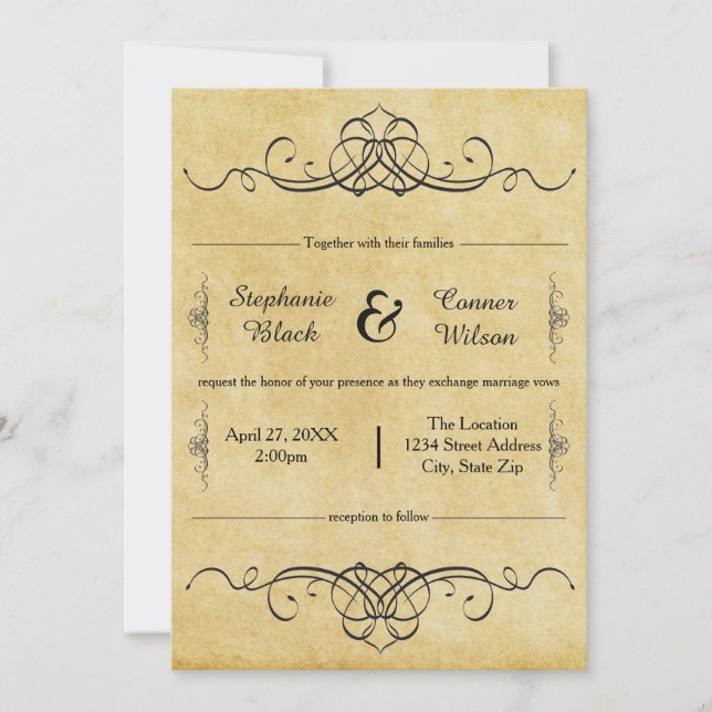 Design der Antike - Einladung zur Hochzeit (Vorderseite)